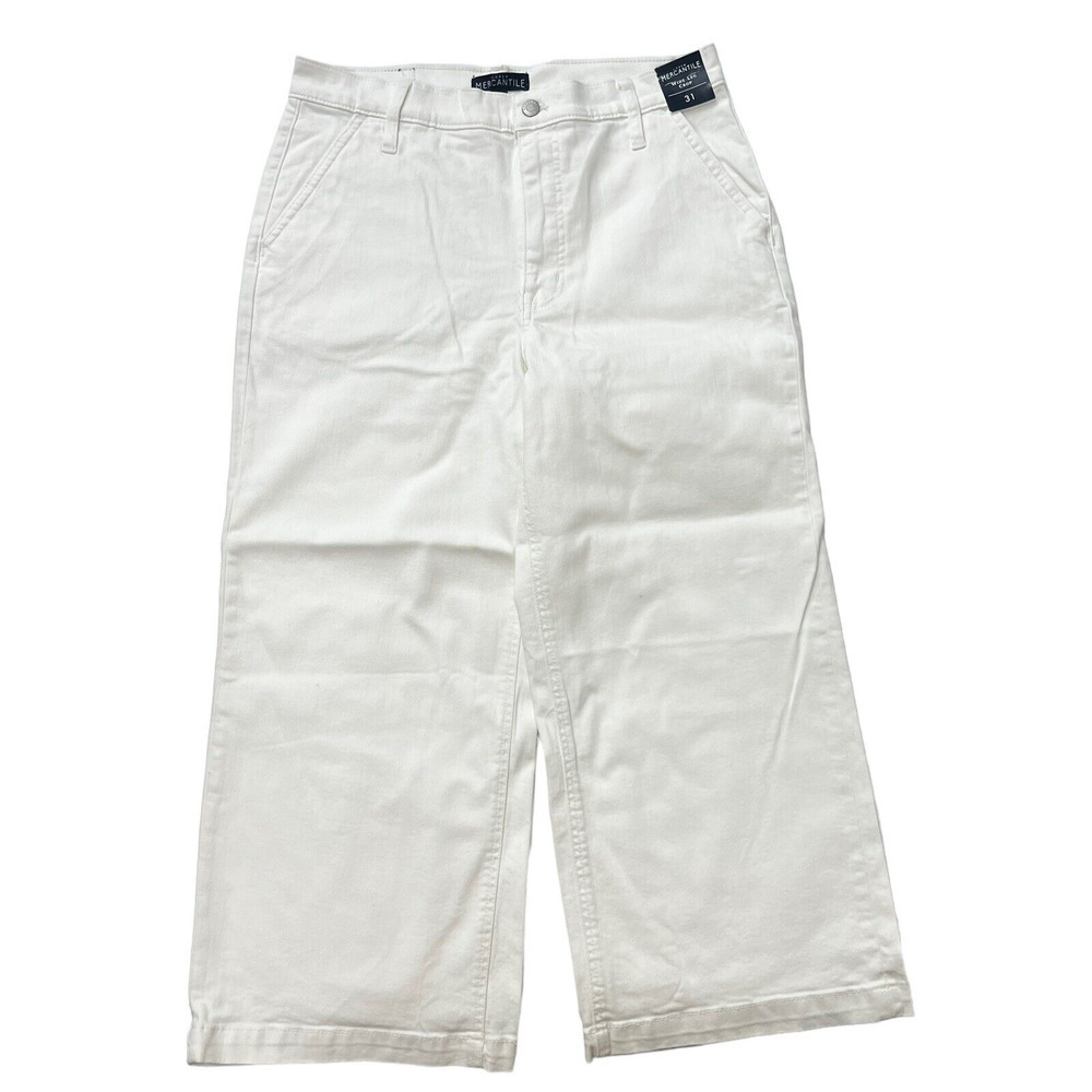 J.Crew Mercantile White Wide Leg Crop Jeans Size 31 High Rise